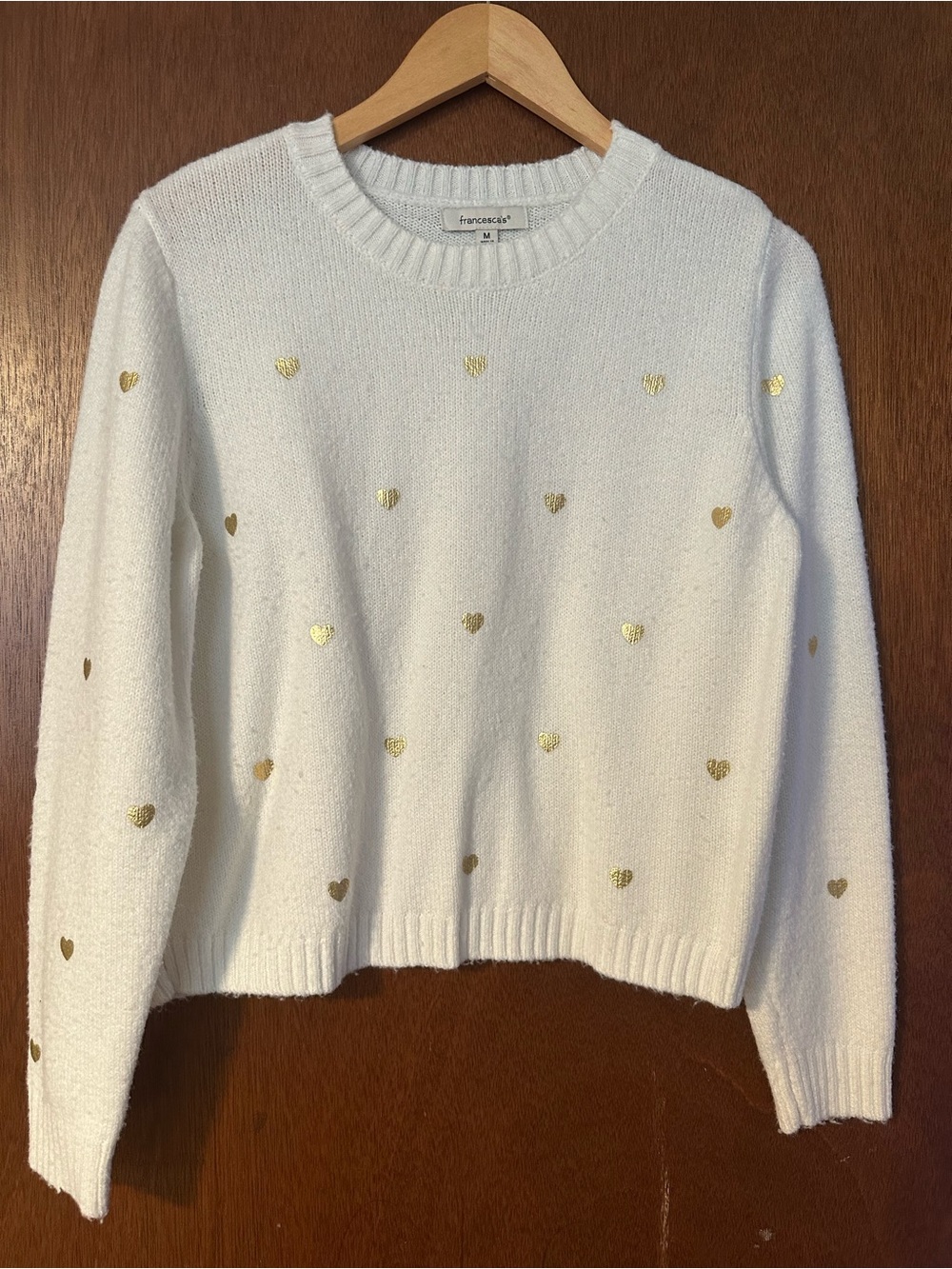 FRANCESCA’S Gold Hearts Sweater